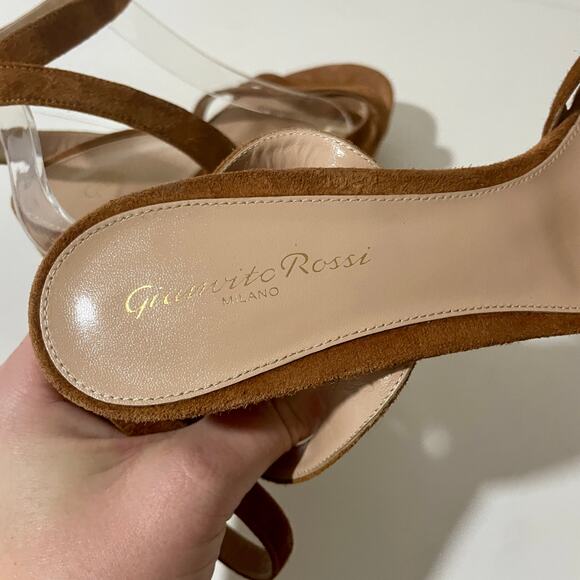 Gianvito Rossi Texas Suede Poppy Platform Sandals Heels Shoes sz 39.5 - Picture 8 of 15